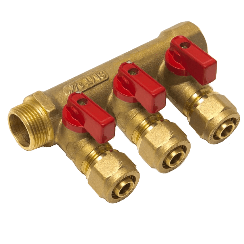 Коллектор латунный 3/4\" внутр./наружн. х 16 х 3 выхода с шаровыми ...